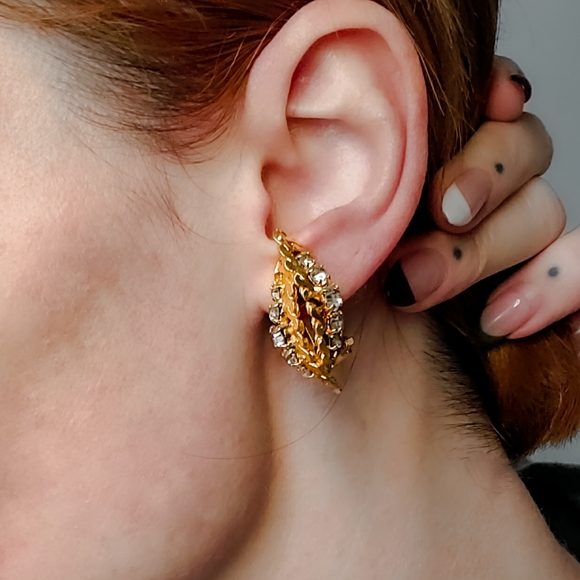 Boucles d'oreilles vintage à clips - Picture 3 of 4